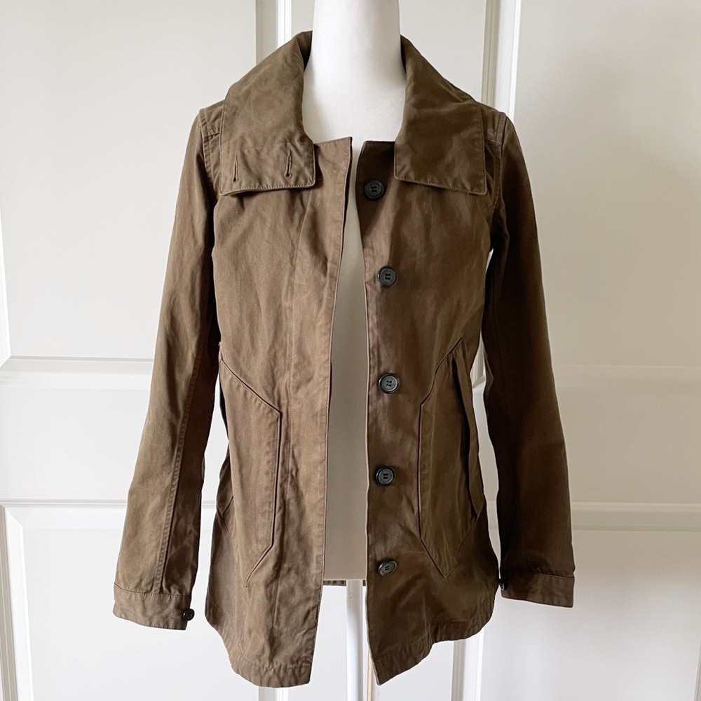 Aether Outlook Olive Green Button Front Cotton Fi… - image 3